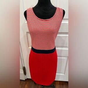 St John Sport  santana stripe sea coral Sleeveless Wool Blend Dress Sz 6